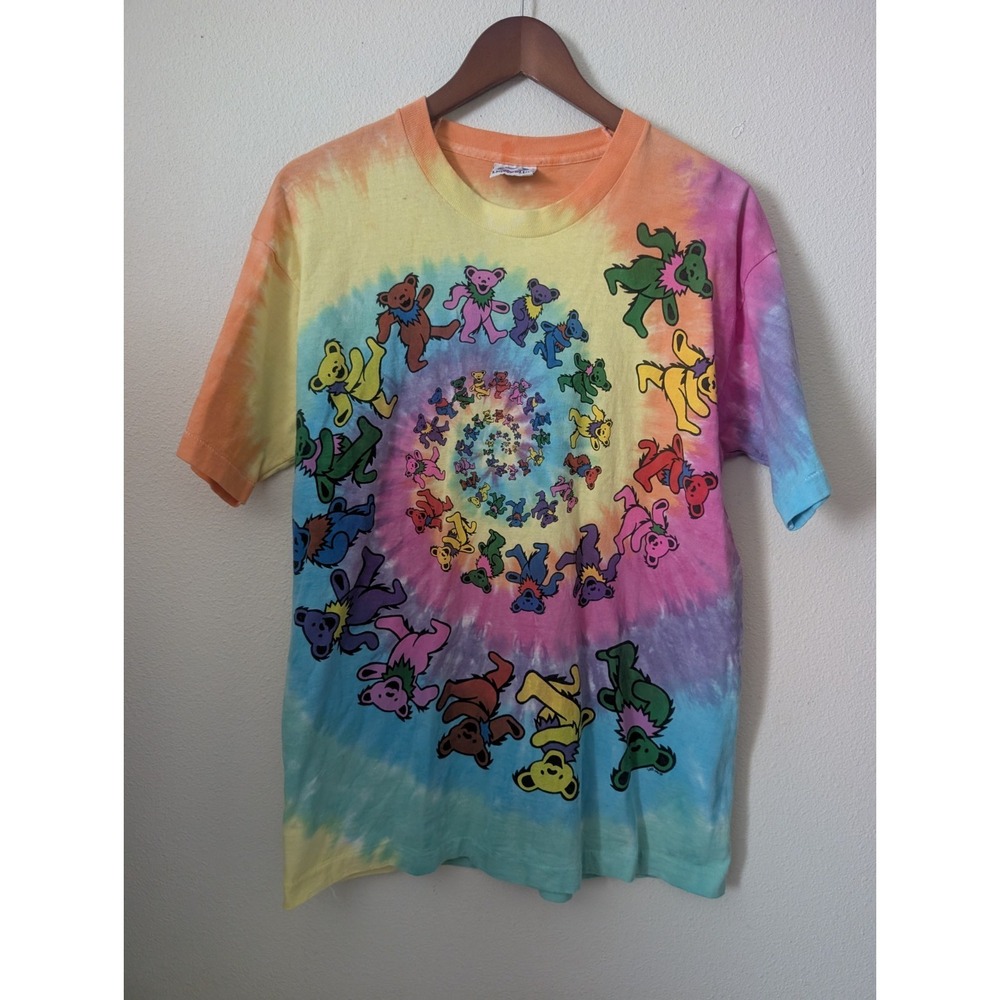 Vintage 1989 Grateful Dead Shirt Dancing Bears Tie Dye Single Stitch Liquid Blue